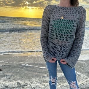 Handmade crochet mesh top